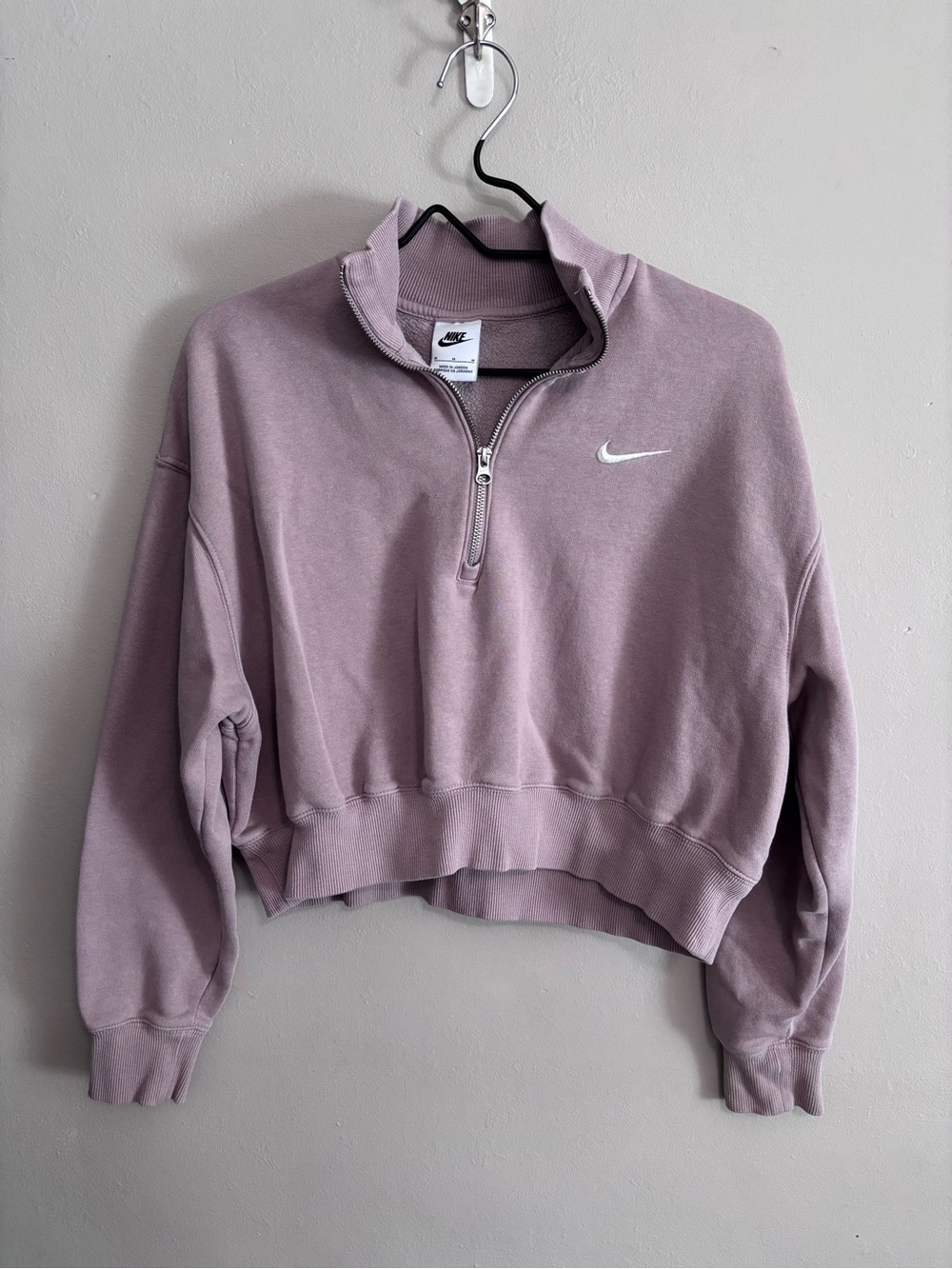 Nike Women's Tan Half-Zip Cropped Sweatshirt